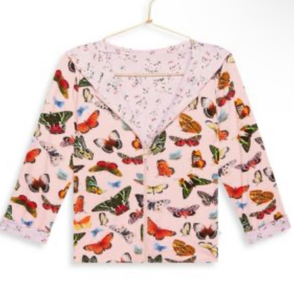 Posh Peanut Other - Posh peanut bamboo floral butterfly reversible hoodie sweatshirt size 3-4